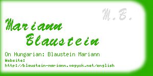 mariann blaustein business card